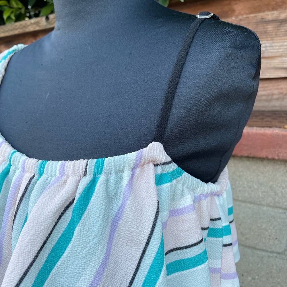 Striped One-Shoulder Dress with Ruffle - Picture 4 of 11